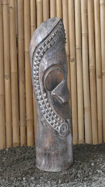 Artikelbild 3 des Artikels “Tiki Polynesische Statue aus Kokosnussholz, ca. 80cm hoch mit schwarzer und weißer Farbe “